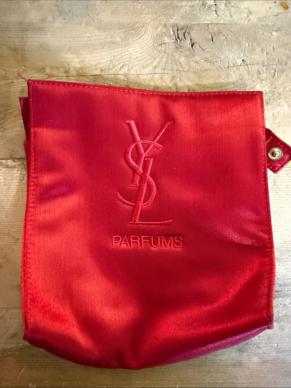 Yves Saint Laurent Red Satin Parfums Cosmetic Pouch